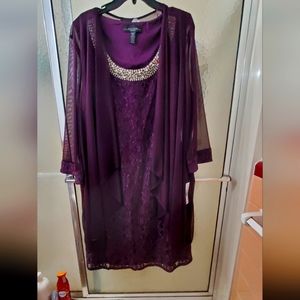 NWT R&M RICHARDS Eggplant Colored Cocktail Dress; Beautiful; Long Sleeves; $100